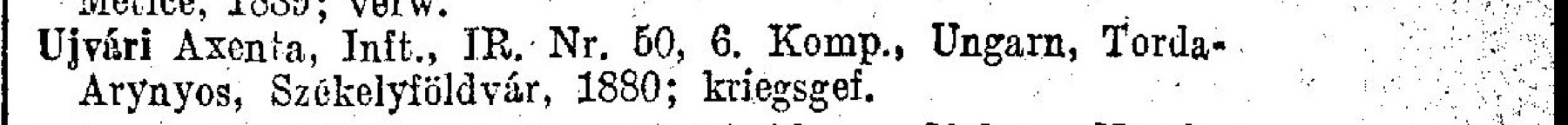 Two lines clipped from a printed Austro-Hungarian casualty list in Gothic-influenced type, the surname set in bold